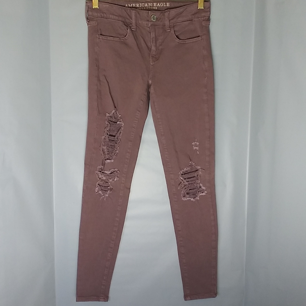 AMERICAN EAGLE DISTRESSED JEGGING BROWN SIZE 4